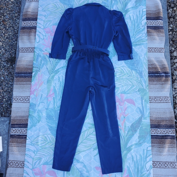 Vintage 80's Blue Business Jumpsuit One Piece (Petite Short Fit) - Picture 14 of 15